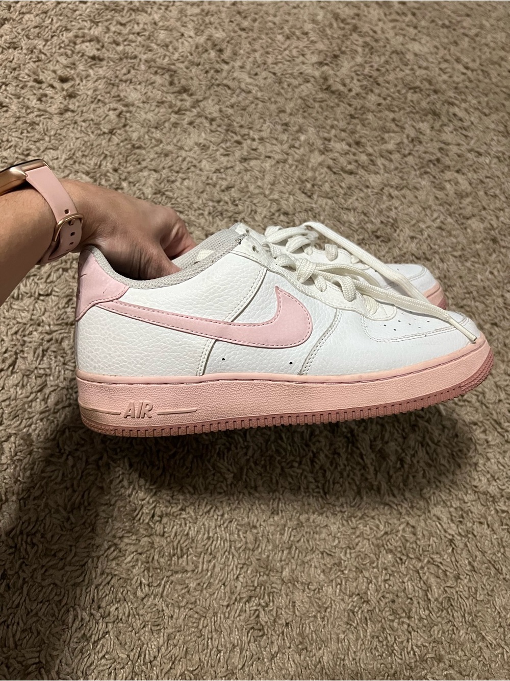 Nike Kids White and Light Pink Low-Top Sneakers